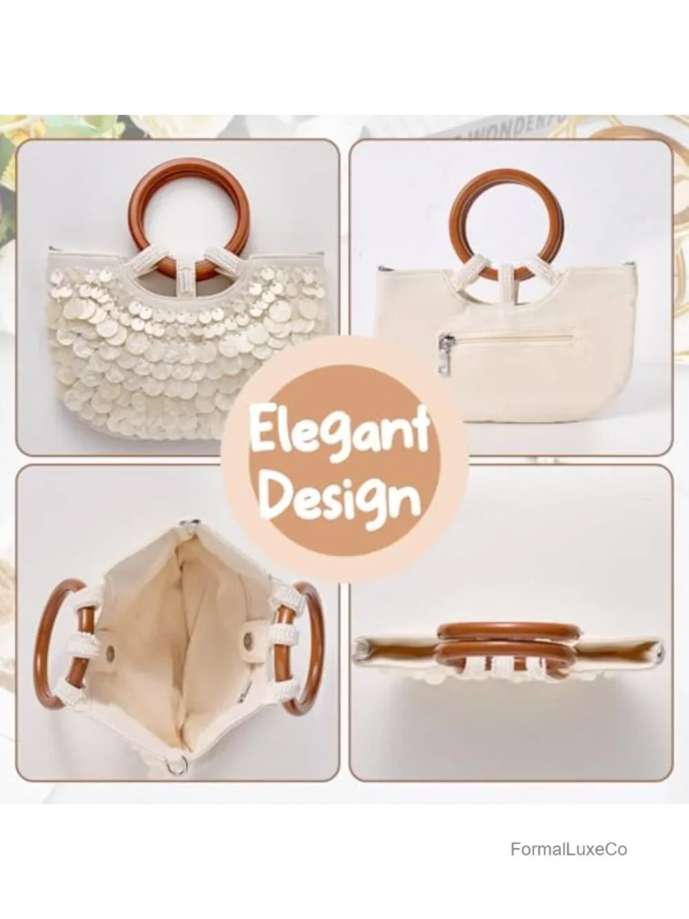 Handmade Mother-of-Pearl Shell Beaded Clutch Bag for Women, Evening Party Top